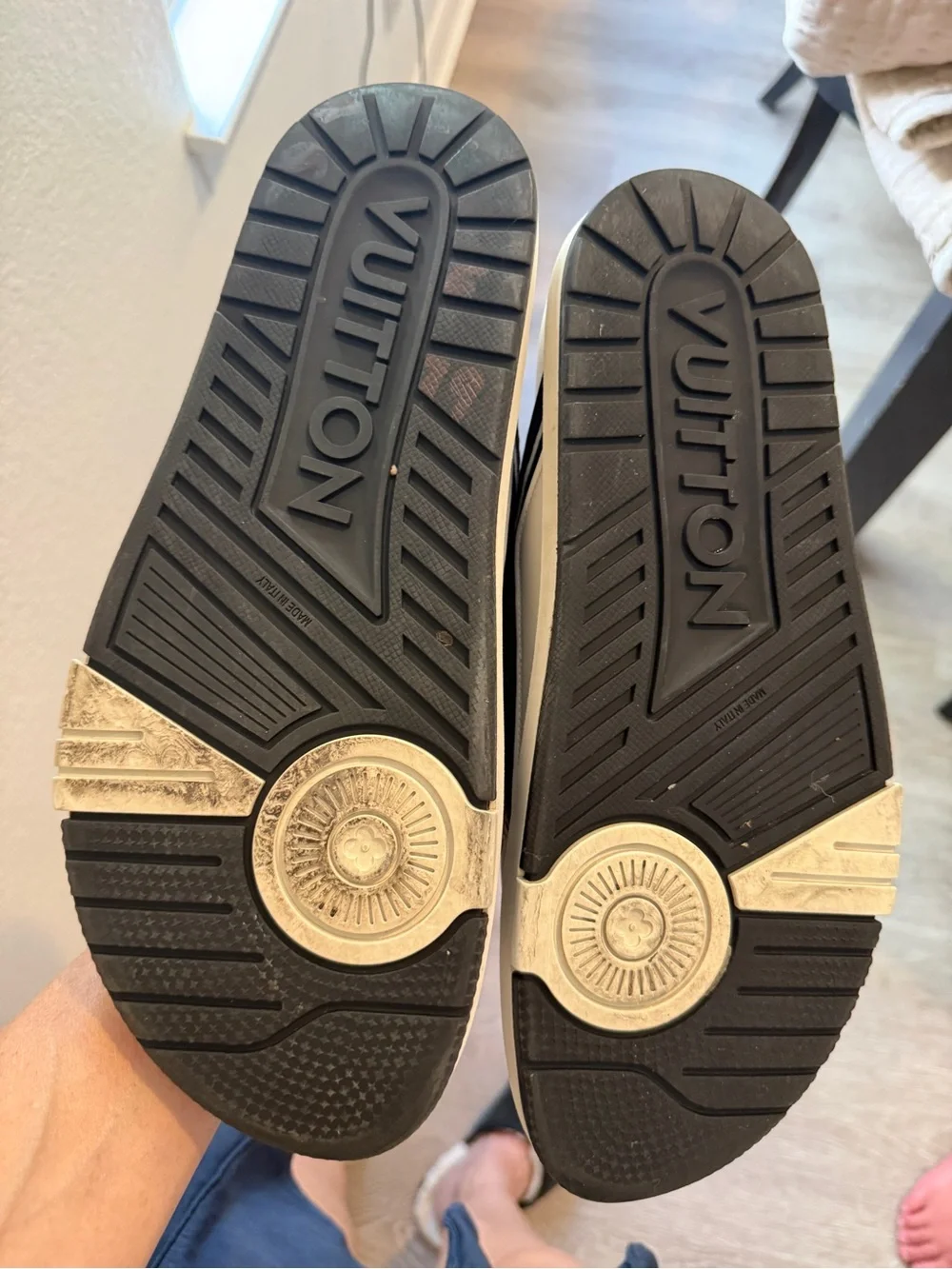 Louis Vuitton Black and White Kids Double-Buckle Slide Sandals